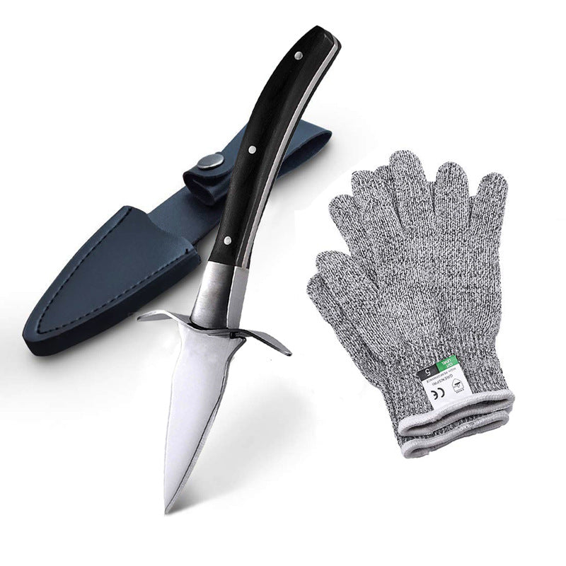 Seafood Pro Stainless Oyster Knife with Safety Gloves